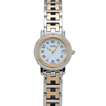 エルメス クリッパー CL4.220 ホワイト レディース 時計 【中古】【wristwatch】