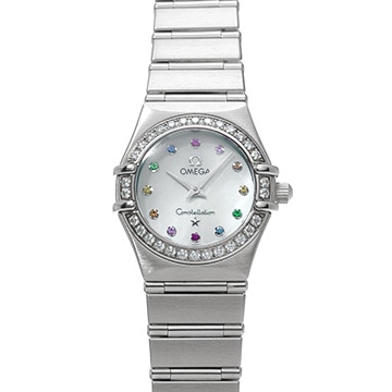 オメガ コンステレーション ミニ アイリス 1460.79 ホワイトシェル/サファイヤ/ガーネット/エメラルド/ルビー レディース 時計 【中古】【wristwatch】