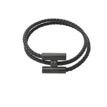 エルメス トゥルニ トレッセ ブラック/シルバー金具 レザー ユニセックス ジュエリー 【未使用】【jewelry】