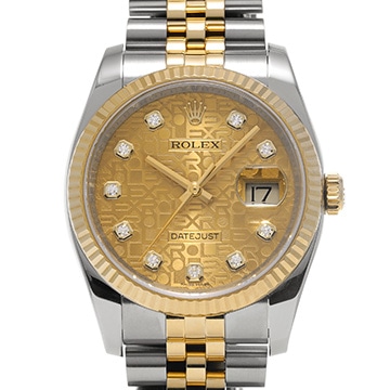 ロレックス デイトジャスト 116233G シャンパンコンピュータ/ダイヤモンド メンズ 時計 【中古】【wristwatch】