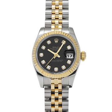 ロレックス デイトジャスト 179173G ブラック/ダイヤモンド レディース 時計 【中古】【wristwatch】