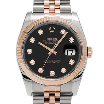 ロレックス デイトジャスト 36 116231G ブラック/ダイヤモンド メンズ 時計 【中古】【wristwatch】