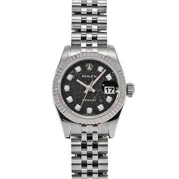 ロレックス デイトジャスト 179174G ブラックコンピュータ/ダイヤモンド レディース 時計 【中古】【wristwatch】