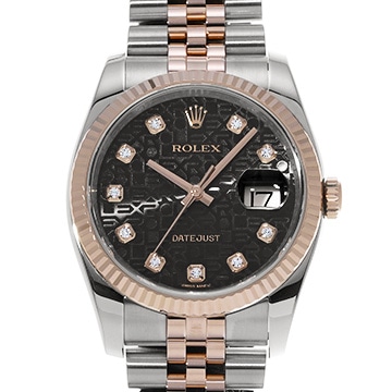 ロレックス デイトジャスト  116231G ブラックコンピュータ/ダイヤモンド メンズ 時計 【中古】【wristwatch】