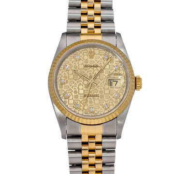 ロレックス デイトジャスト 16233G シャンパンコンピュータ/ダイヤモンド メンズ 時計 【中古】【wristwatch】