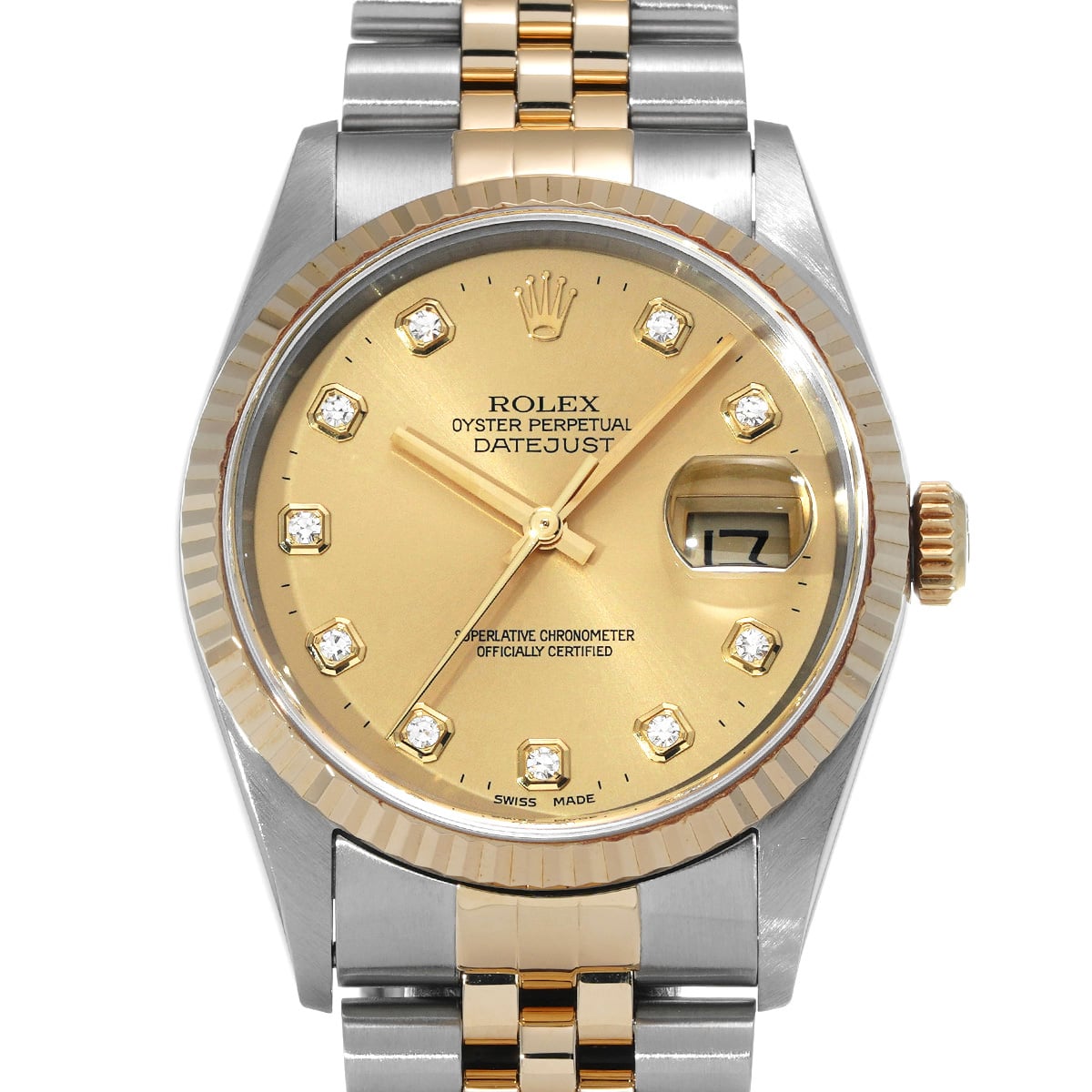 ロレックス デイトジャスト 16233G シャンパン/ダイヤモンド メンズ 時計 【中古】【wristwatch】