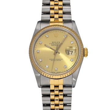 ロレックス デイトジャスト 16233G シャンパン/ダイヤモンド メンズ 時計 【中古】【wristwatch】