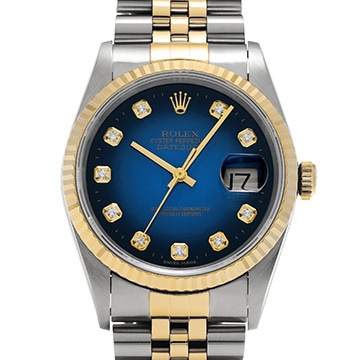 ロレックス デイトジャスト 16233G ブルー・グラデーション/ダイヤモンド メンズ 時計 【中古】【wristwatch】