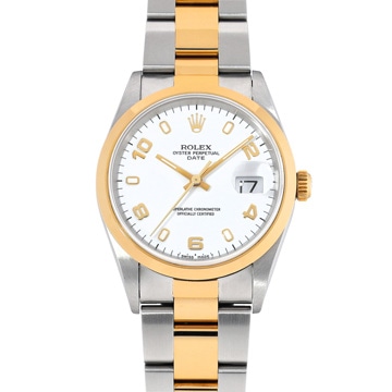 ロレックス オイスターパーペチュアル デイト 15203 ホワイト メンズ 時計 【中古】【wristwatch】