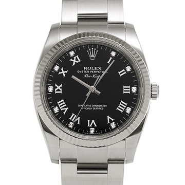 ロレックス エアキング 114234G ブラック/ダイヤモンド メンズ 時計 【中古】【wristwatch】