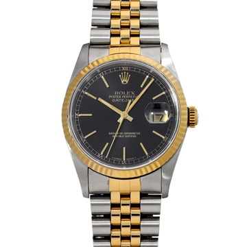 ロレックス デイトジャスト 16233 ブラック メンズ 時計 【中古】【wristwatch】