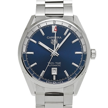 タグ ホイヤー カレラ キャリバー7 ツインタイム デイト WBN201A.BA0640 ブルー メンズ 時計 【中古】【wristwatch】