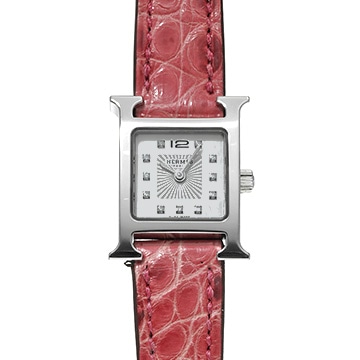 エルメス Hウォッチ ミニ HH1.110 ホワイトシェル/ダイヤモンド レディース 時計 【中古】【wristwatch】