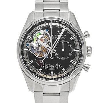 ゼニス クロノマスター エル・プリメロ オープン パワーリザーブ 03.2080.4021/21.M2040 ブラック メンズ 時計 【中古】【wristwatch】