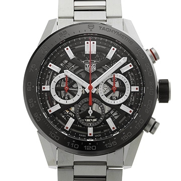 タグ ホイヤー カレラ キャリバーホイヤー02 クロノグラフ CBG2A10.BA0654 ブラック メンズ 時計 【中古】【wristwatch】