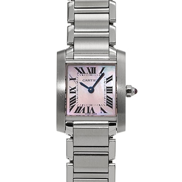 カルティエ タンク フランセーズ SM W51028Q3 ピンクシェル レディース 時計 【中古】【wristwatch】