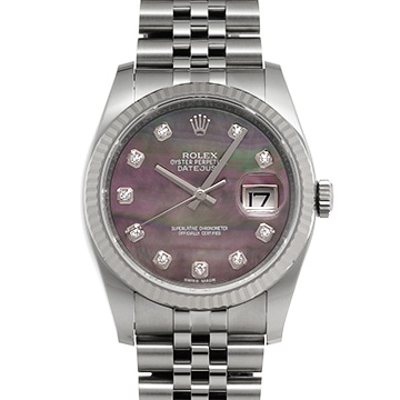 ロレックス デイトジャスト 116234NG ピンクシェル/ダイヤモンド メンズ 時計 【中古】【wristwatch】