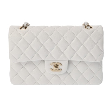 シャネル マトラッセ クラシック スモール ハンドバッグ 23cm ホワイト A01113 グレインドカーフスキン レディース バッグ 【中古】【bag】