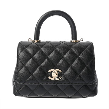 シャネル マトラッセ トップハンドル ミニ フラップバッグ ブラック AS2215 グレインドカーフスキン レディース バッグ 【中古】【bag】