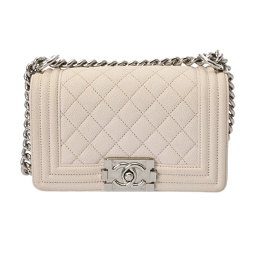 シャネル ボーイシャネル チェーンショルダー 20cm ホワイト A67085 グレインドカーフスキン レディース バッグ 【中古】【bag】