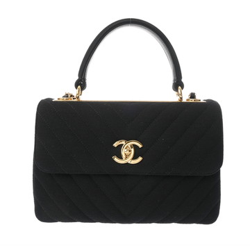 シャネル トレンディCC トップハンドル フラップ バッグ ブラック A92236 ジャージー レディース バッグ 【中古】【bag】
