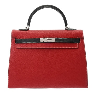 エルメス ケリー 32 外縫い SPオーダー ルージュカザック/ブラック トゴ レディース バッグ 【中古】【bag】