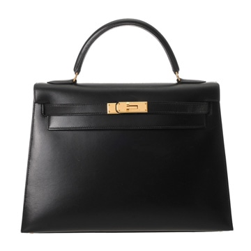 エルメス ケリー 32 外縫い ブラック ボックスカーフ レディース バッグ 【中古】【bag】