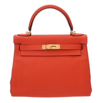 エルメス ケリー 28 内縫い オレンジポピー トゴ レディース バッグ 【中古】【bag】
