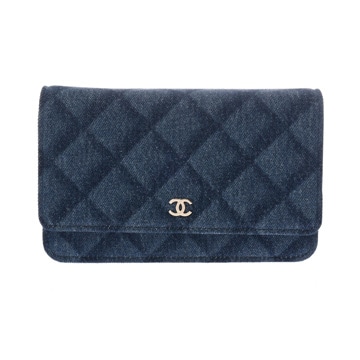 シャネル マトラッセ クラシック チェーンウォレット ブルー AP0250 デニム レディース バッグ 【中古】【bag】