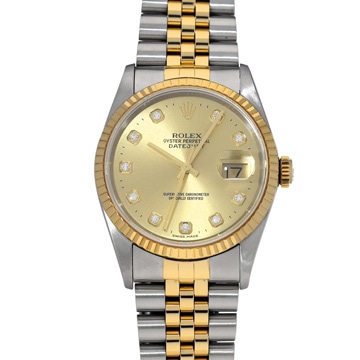 ロレックス デイトジャスト 16233G シャンパン/ダイヤモンド メンズ 時計 【中古】【wristwatch】