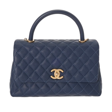 シャネル マトラッセ ココハンドルS 2WAYチェーンショルダー ブルー A92991 キャビアスキン レディース バッグ 【中古】【bag】