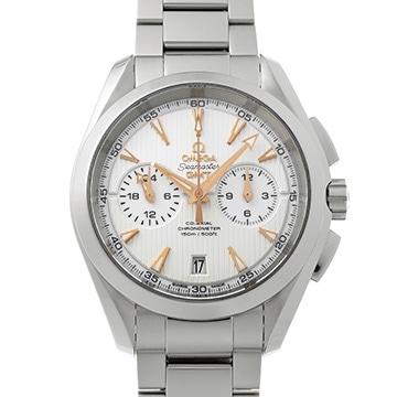 オメガ シーマスター アクアテラ コーアクシャル GMT クロノグラフ 231.10.43.52.02.001 シルバー/ホワイト メンズ 時計 【中古】【wristwatch】