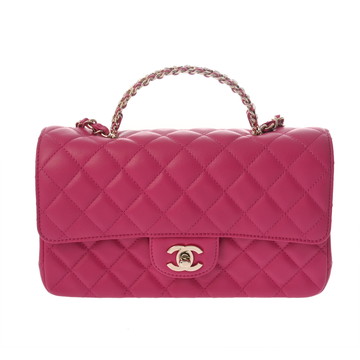 シャネル マトラッセ トップハンドル フラップバッグ ピンク AS4141 ラムスキン/クリスタル レディース バッグ 【中古】【bag】