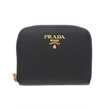 プラダ ブラック/ゴールド金具 1MM268 サフィアーノ レディース 財布 【中古】【purse】