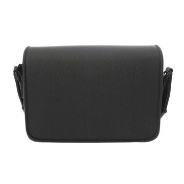 グッチ ミディアム メッセンジャーバッグ ブラック 775097 520981 GGラバーエフェクトレザー メンズ バッグ 【中古】【bag】