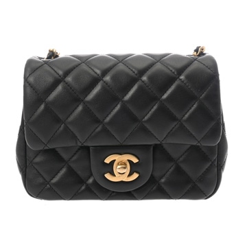 シャネル マトラッセ ミニ フラップバッグ フリル チェーンショルダー ブラック AS3205 レザー レディース バッグ 【中古】【bag】