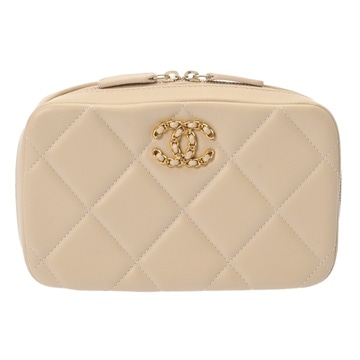 シャネル マトラッセ フォンホルダー CHANEL19 ベージュ AP2728 シャイニーラムスキン レディース バッグ 【中古】【bag】