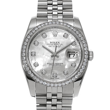 ロレックス デイトジャスト 36 116244NG ホワイトシェル/ダイヤモンド メンズ 時計 【中古】【wristwatch】