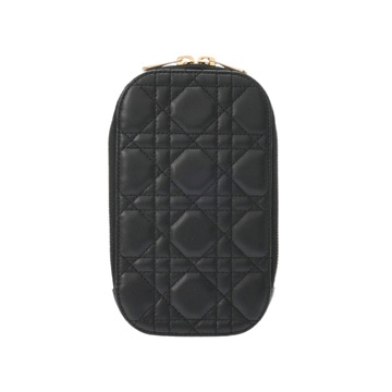 ディオール カナージュ Lady Dior Call in Dior  フォンホルダー  ブラック S08720NMJ_M900 ラムスキン レディース バッグ 【中古】【bag】