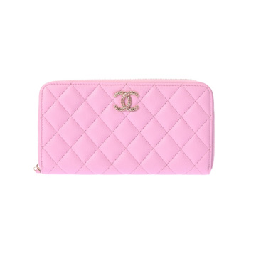 シャネル マトラッセ ロング ジップウォレット ピンク AP3181 シャイニーグレインドカーフスキン レディース 財布 【中古】【purse】