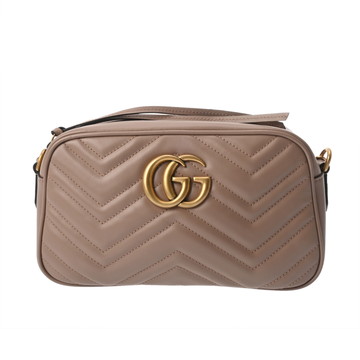グッチ GGマーモント スモール カメラバッグ ピンク系ベージュ 447632 520981 キルティング レザー  レディース バッグ 【中古】【bag】