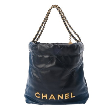 シャネル ミニ ハンドバッグ CHANEL22 ブルーグラデーション AS3980 シャイニーカーフスキン レディース バッグ 【中古】【bag】