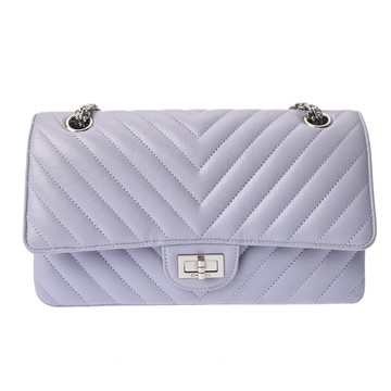 シャネル 2.55 Vステッチ ハンドバッグ ライトパープル A37586 カーフスキン レディース バッグ 【中古】【bag】