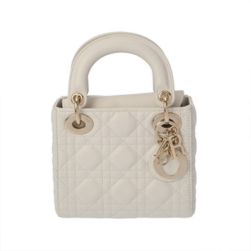 ディオール カナージュ LADY DIOR バッグ ミニ ホワイト M05050NGE_M030 ラムスキン レディース バッグ 【中古】【bag】
