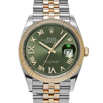 ロレックス デイトジャスト 36 126233 オリーブグリーン/ダイヤモンド メンズ 時計 【中古】【wristwatch】