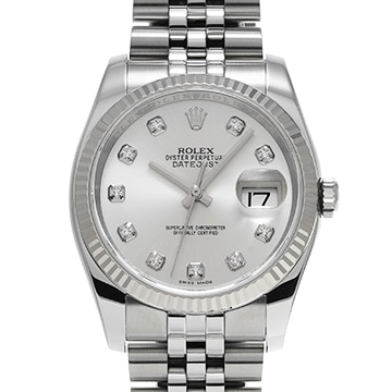 ロレックス デイトジャスト 116234G シルバー/ダイヤモンド メンズ 時計 【中古】【wristwatch】