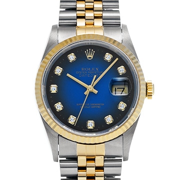 ロレックス デイトジャスト 16233G ブルー・グラデーション/ダイヤモンド メンズ 時計 【中古】【wristwatch】