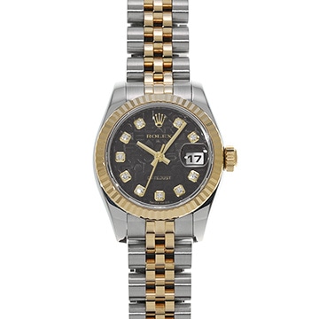 ロレックス デイトジャスト 179173G ブラックコンピュータ/ダイヤモンド レディース 時計 【中古】【wristwatch】