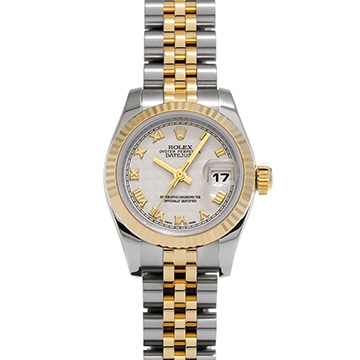 ロレックス デイトジャスト 179173 アイボリーピラミッド レディース 時計 【中古】【wristwatch】