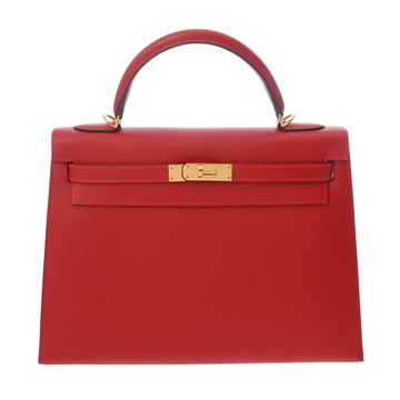エルメス ケリー 32 外縫い ルージュカザック ヴォーエプソン レディース バッグ 【中古】【bag】
